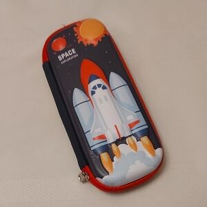 3D Space Exploration Rocket Pencil Case - Red and Blue